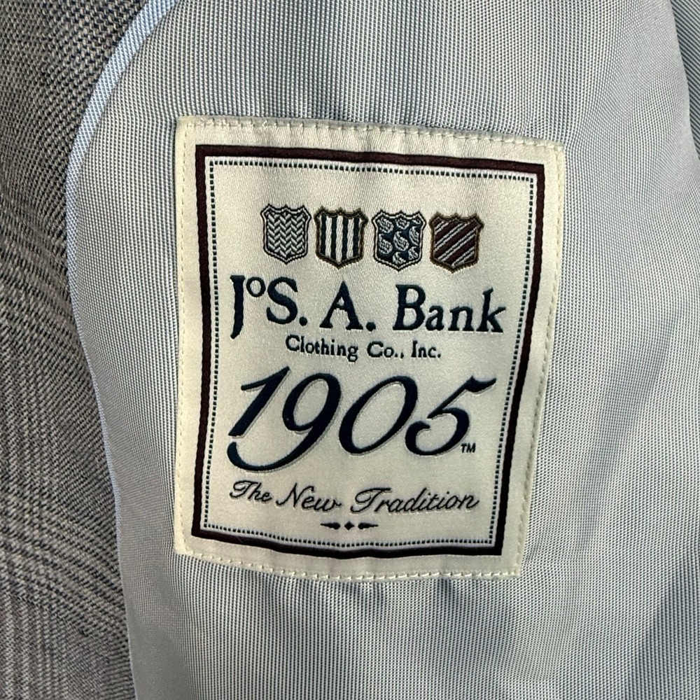 Jos. A. Bank 1905 Tailored Fit 100% Linen Blazer Glen Check Plaid Mens 46R Gray - Picture 5 of 10